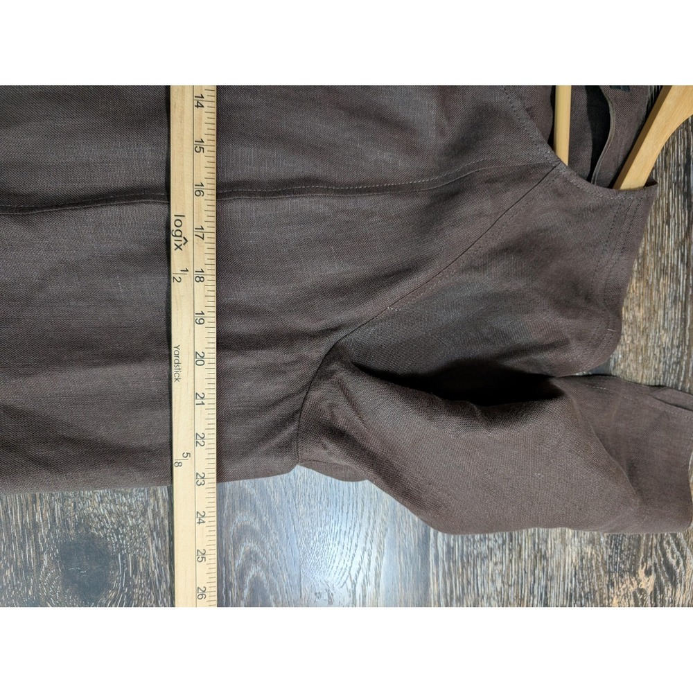 Talbots Coat Womens XL Brown Linen Overcoat Collarless Pockets Unlined - Picture 4 of 9